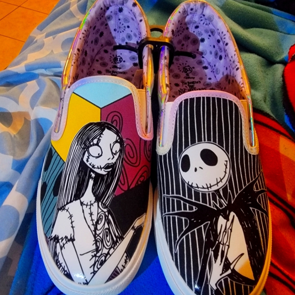 Nightmare before Christmas Jack and Sally slip on shoes